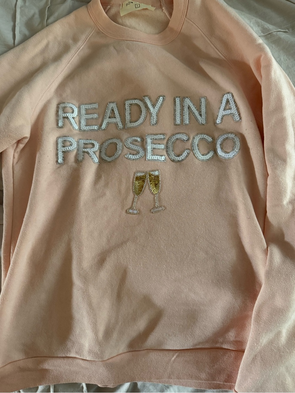 ‘Ready in a Prosecco' Pink Sequin Sweatshirt - Picture 2 of 2